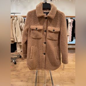 French connection faux fur button down jacket